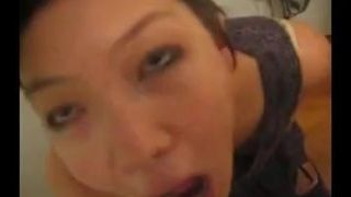 Lucky white guy gets dick sucked by asian girl cum in mouth